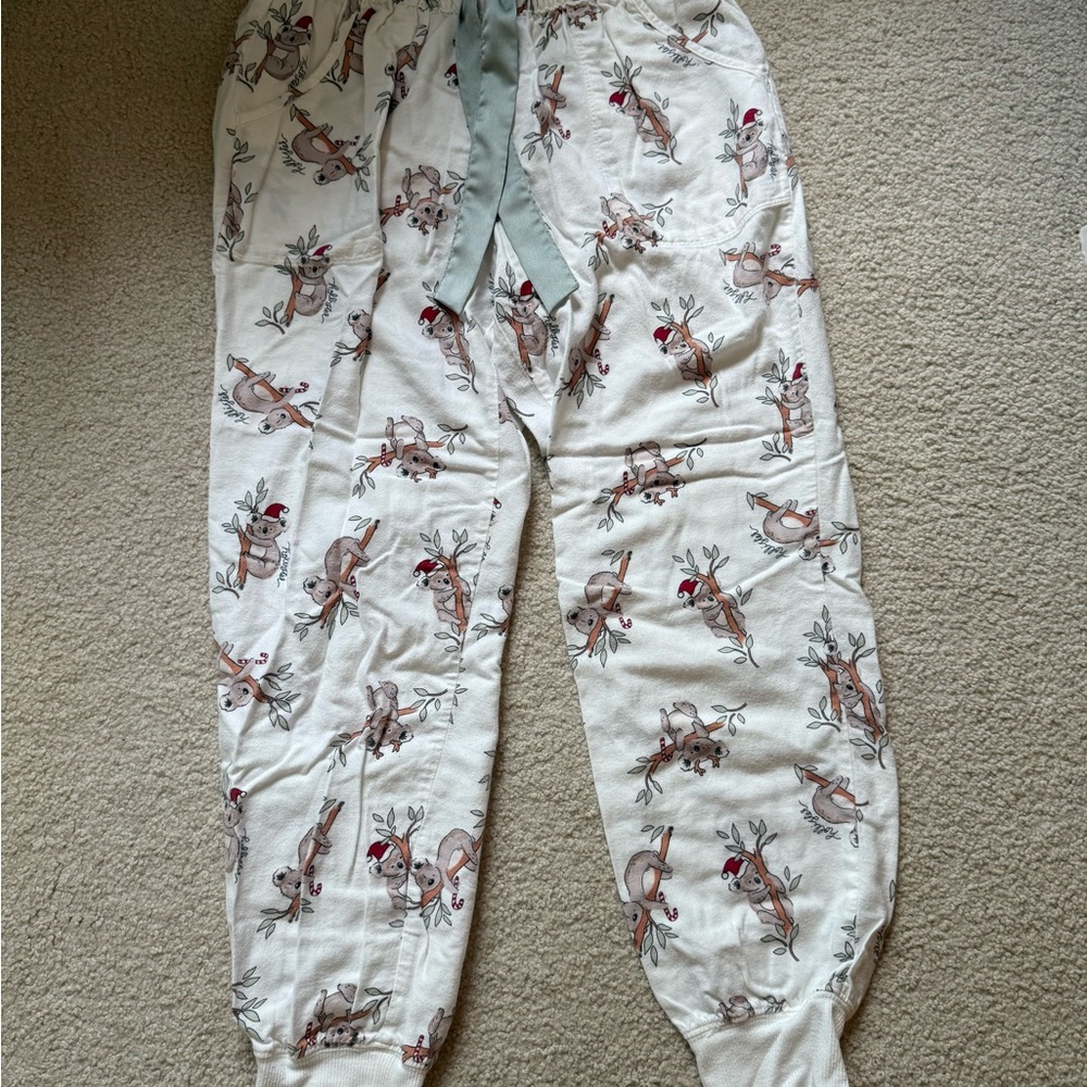 Hollister Koala Pajama Pants with Green Tie. Small